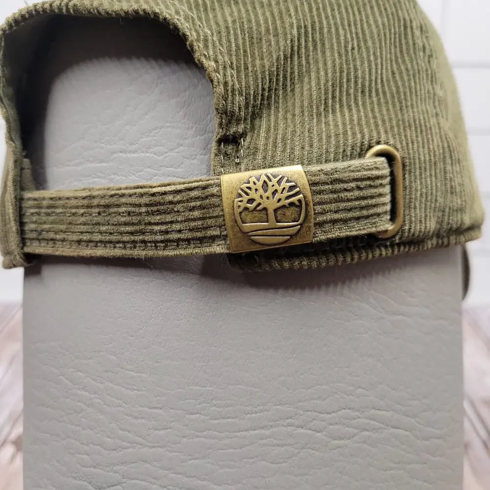 Timberland Corduroy Dad Hat Olive Green Adjustable Strapback Cap Logo OS
